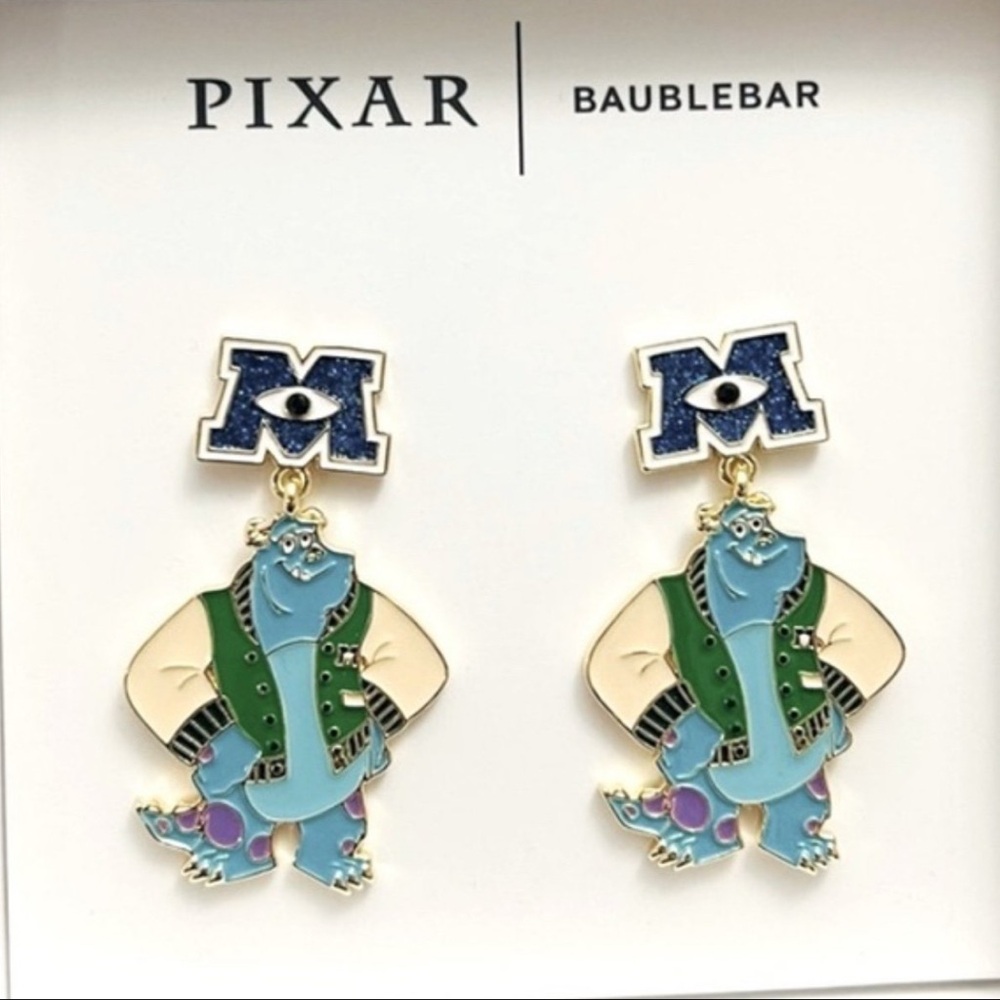 BaubleBar Pixar Monsters Inc. Earrings - Blue, Green, and Gold